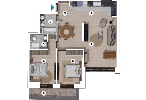 Apartament 3 Camere - 3D